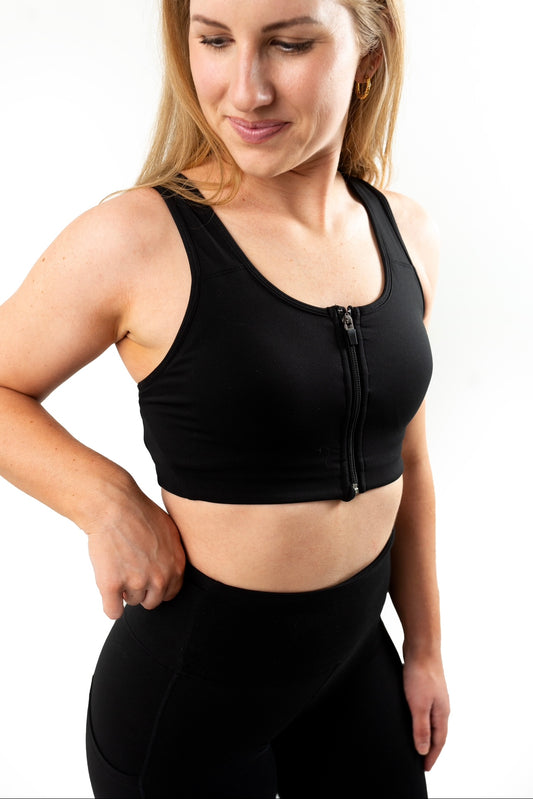 New Distance Zip Front Sports Bra